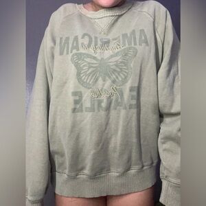 American Eagle Outfitters Sage Green Graphic Crewneck Sweater
